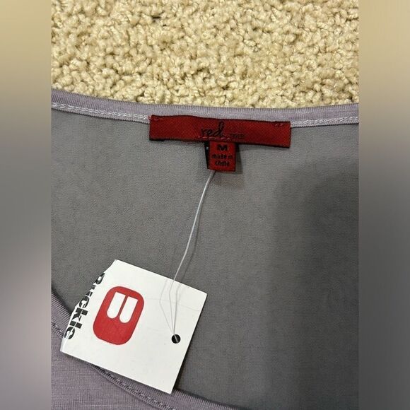 🆕‎ Red by the Buckle light gray mixed media sheer long sleeve top size M BIN Q - Picture 3 of 8